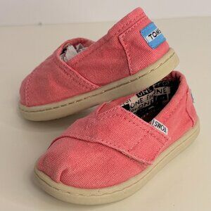 TOMS Child Tiny Alpargata Canvas‎ Loafer Flat Pink Size 6